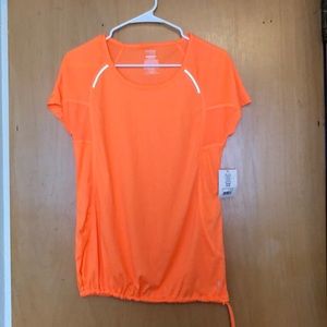 Orange Semi-Fitted Draw String Bottom Workout Top